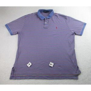 Ralph Lauren Polo Shirt Mens XL Purple Striped Short‎ Sleeve Pony Logo *READ*